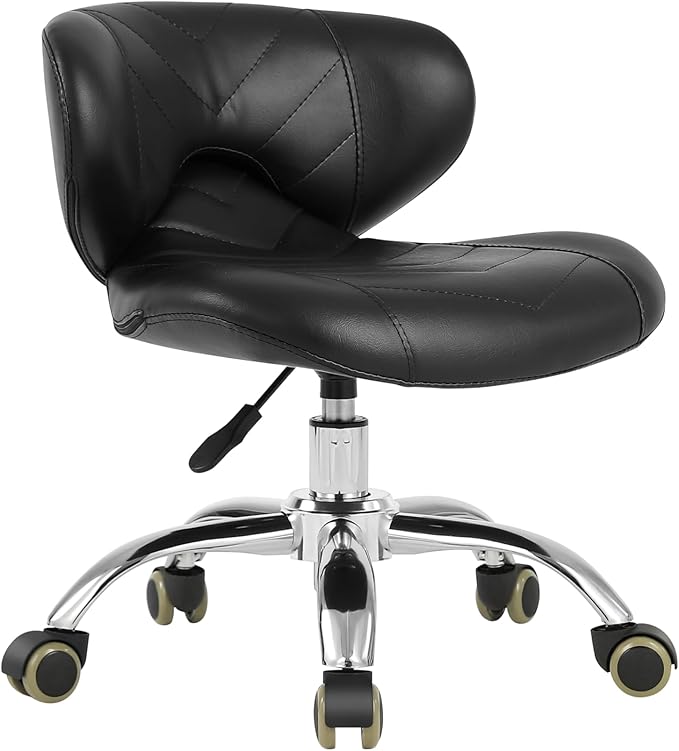 Pedicure Stool Hydraulic Height Adjustable with Back Support for Nail Salon Manicure Tech Pedicure Spa (Black)