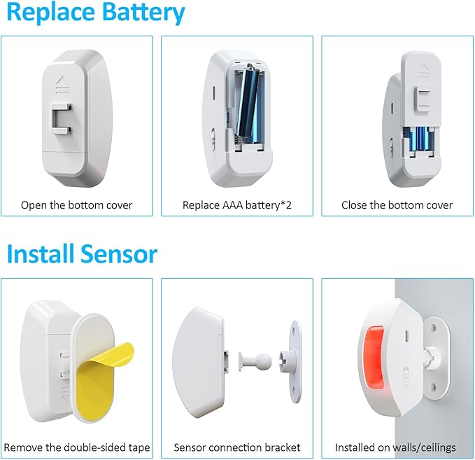 Wireless Motion Sensor Alarm Indoor: Motion Detector Alarm for Business Store Home Security with 35 Ringer/Led Light Remind- Motion Sensor Door Chime with Buzzer