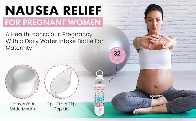 You & Me Pregnancy Water Bottle (32 oz) with Carry Sleeve – Hydration Tracker for Expecting Moms, Milestone Stickers (Pink/Blue/Neutral), BPA-Free, Covered Straw Lid – Gift for Pregnancy & New Moms