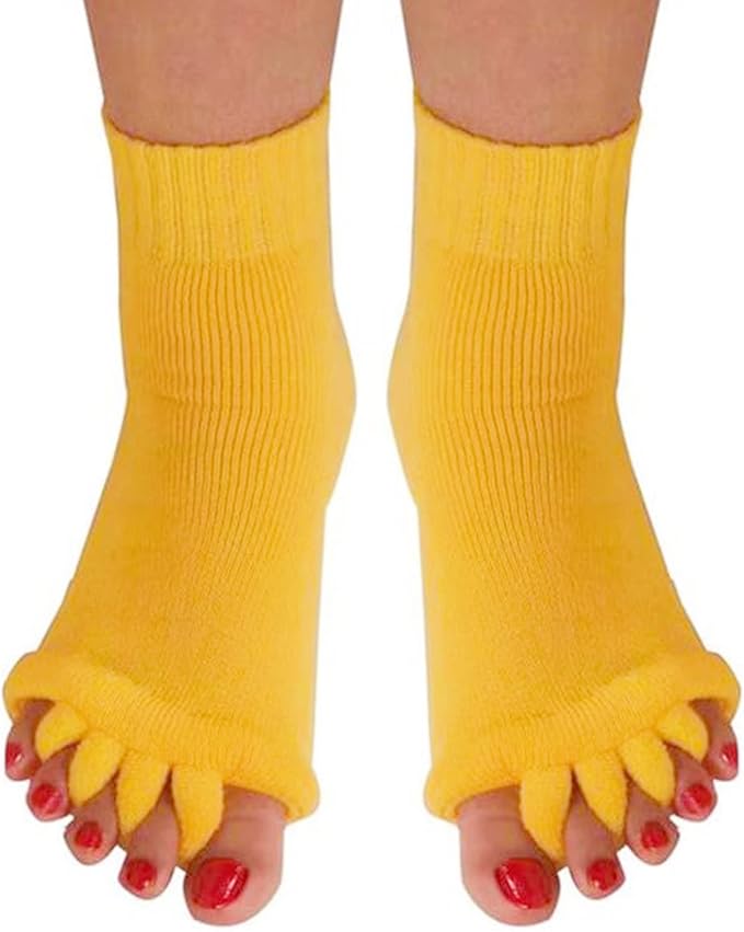 AIBEARTY 3 Pairs Yoga Sport Gym Five Toe Separator Socks Foot Massage Toeless Socks