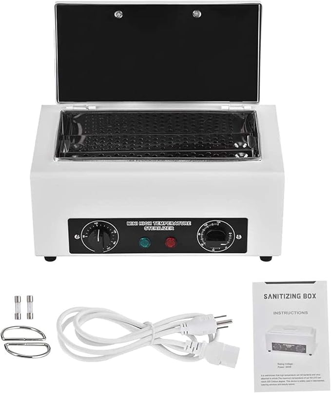 300W Heat Sterilizer NV-210 w/Timer Disinfection Box Manicure Pedicure SPA Salon Equipment for Sundry Beauty Hair Nail Metal Tools