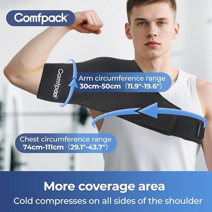 Shoulder Ice Pack Wrap for Rotator Cuff and Arm, Soft & Flexible Gel Cold Warp with Compression for Injuries, Tendonitis, Surgery, Easy to Wear for Men & Women