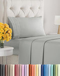 Twin XL Size 3 Piece Sheet Set - Extra Soft, Breathable & Cooling Sheets - Hotel Luxury Bed Sheets for Women & Men - Deep Pockets, Easy-Fit & Wrinkle-Free Sheets - Light Slate Grey Oeko-Tex Bed Sheets