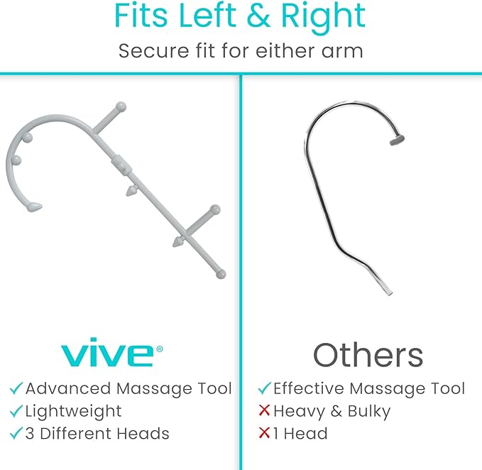 Vive Back and Neck Massager Cane - Trigger Point Massage Tools for Pain Relief and Muscle - Handheld Self Massage Hook Therapy for Neck, Shoulder - Deep Tissue Myofascial Release Aid for Women & Men