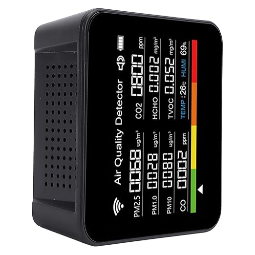 Zerodis Air Quality Analyzer Indoor Air Quality Meters Display Environmental Monitor for Home Office Indoor Pollution Detection VOC PM2.5 Temperature Humidity Smart Sensor