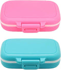 Small Pill Box Supplement Case for Pocket or Purse - 3 Removable Compartments Travel Medication Carry Case - Daily Vitamin Organizer Box (Pink+Blue)