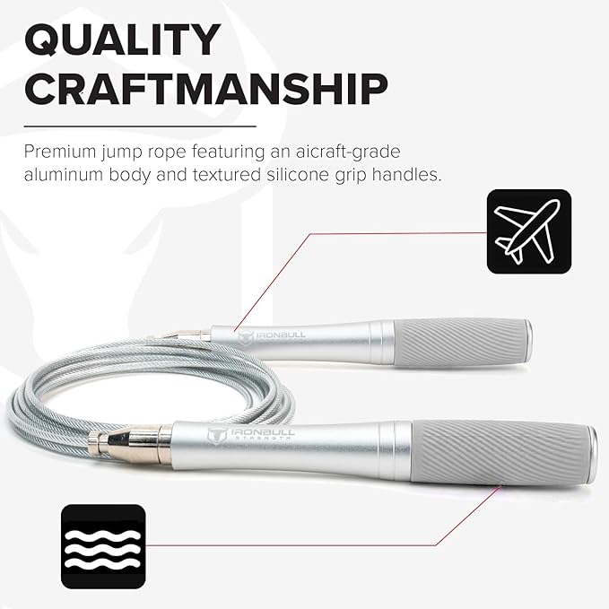 Jump Rope for Men & Women - Ultra-Fast, High Speed Jump Rope - Self-Locking Screw-Free Design with Aluminum Handles and Silicone Textured Grips - Precision Engineered for Maximum Performance - Skipping Rope for Workout Fitness, Cross Training & Home Ex...