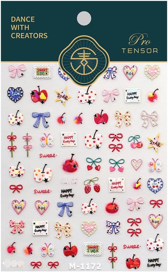 Small Cute Sticker 3D Relief Design Decals for iPhone 17 PRO / 17 PROMAX Cell Phone Camera Screen Lens,for NintendSwitch Game Handle Controllers，Scrapbooking Laptop Diary Planner Collage DIY (M-1172)