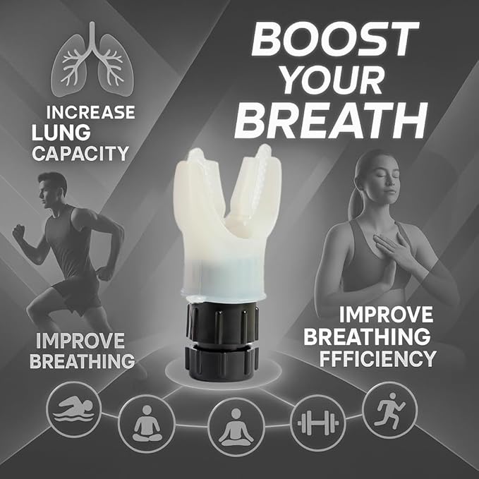 Incentive Spirometer & Lung Trainer for Adults – Portable Breathing Exercise Device, Breathing Exercise Machine, Muscle Trainer, High-Grade Silicone, Easy to Clean, Neck Strap Included
