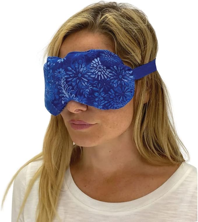 Nature Creation Lavender Aromatherapy Sleeping Eye Mask Pillow - Weighted Eye Mask for Sleeping, Relaxation, Yoga and Stress Relief - Cold Therapy Eye Masks for Women, Men - Blue Flowers (Pack of 1)