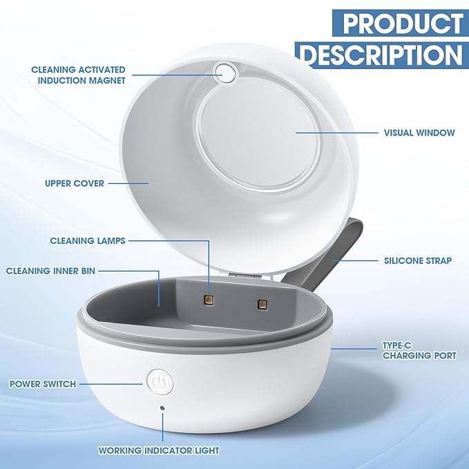 Shmain Portable Pacifier Cleaner & Sterilizer, USB-C Rechargeable Sterilizing Box for Travel – 3-Minute Rapid-Clean Cycle, Baby Pacifier & Bottle Nipple Cleaning Case, Essential for Diaper Bag