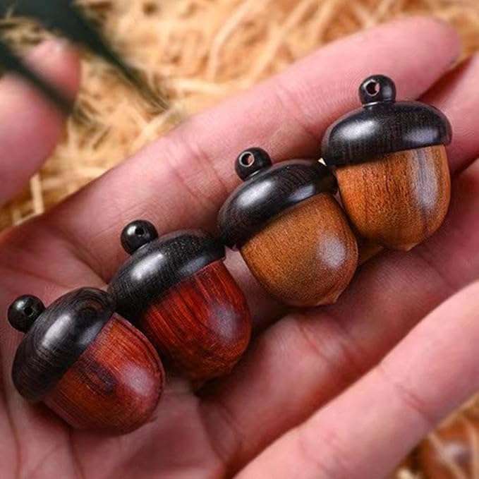 Solid Wood Weekly Pill Organizer,Wooden Nut Travel Pill Case,Solid Wood Medicine Pill Box,Mini Sandalwood Rescue Pill Case,Portable Tablets Storage Sealed Can for Outdoor