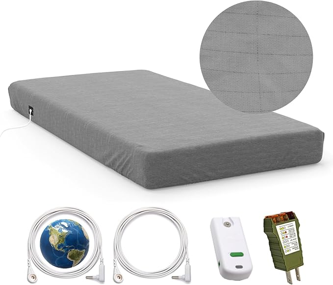 Grounding Fitted Sheet Kit Queen Size 15" Deep Pocket Earthing Fitted Bottom Sheet + Earthing Product Tester + U.S. Outlet Checker
