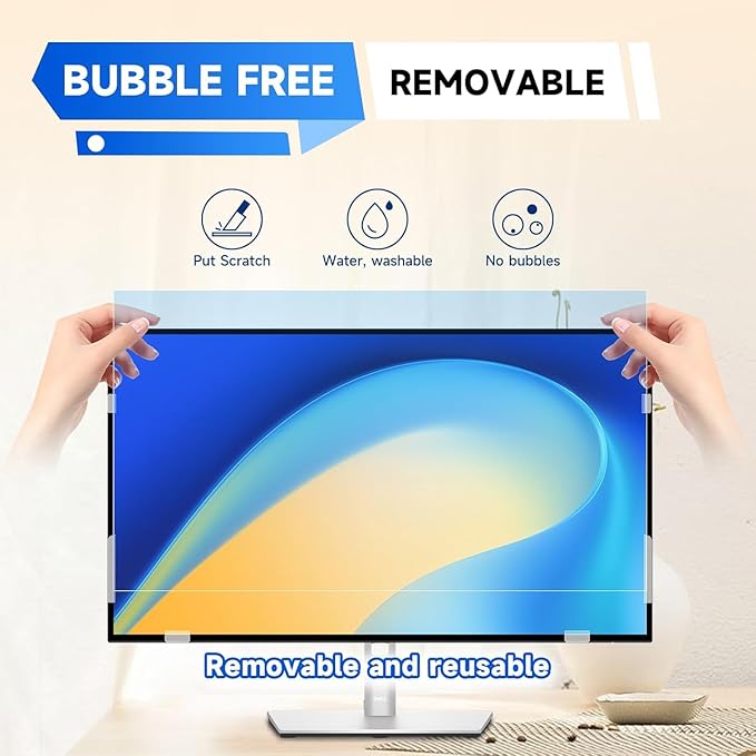 IPROKKO 【2 Pack 23 inch Anti-Blue Light monitor Screen Protector for 16:9 Widescreen,Removable Anti Glare Blue Light Blocking Screen Filter，LED PC Anti-UV Eye Protection Filter Film