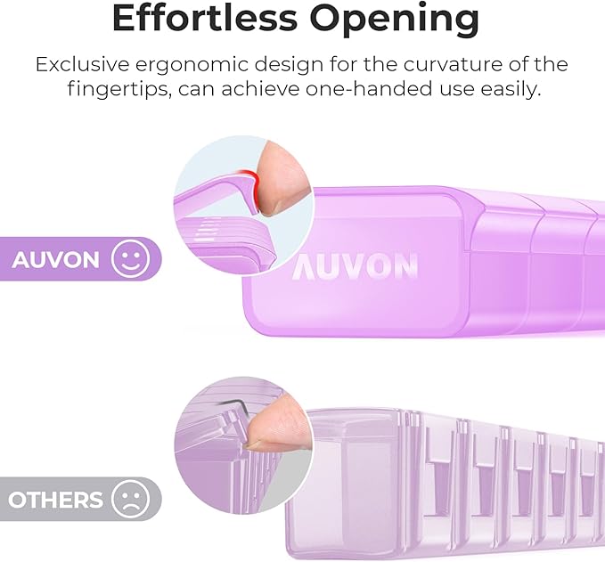 AUVON Weekly Pill Organizer with Effortless Opening Design, Arthritis Friendly Pill Box, BPA-Free Pill Organizer 7 Day, Cute & Portable Pill Case for Vitamins, Supplements and Medications