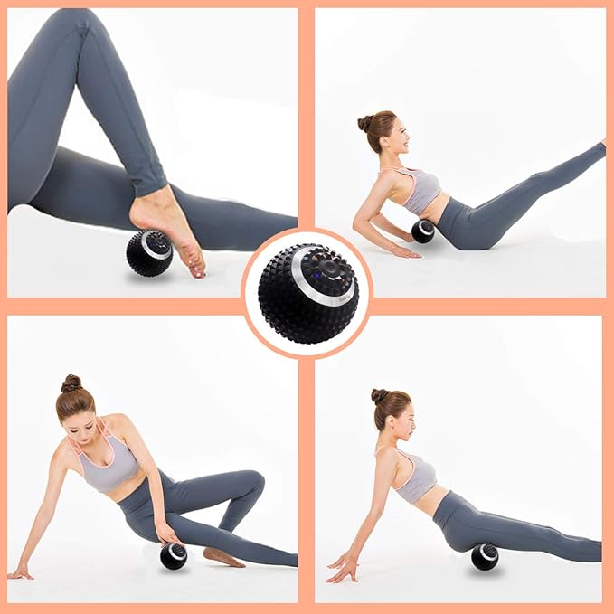Vibrating Massage Ball 4-Speed High-Intensity Fitness Yoga Massage Roller, Relieving Muscle Tension Pain & Pressure Massaging Balls (Black)