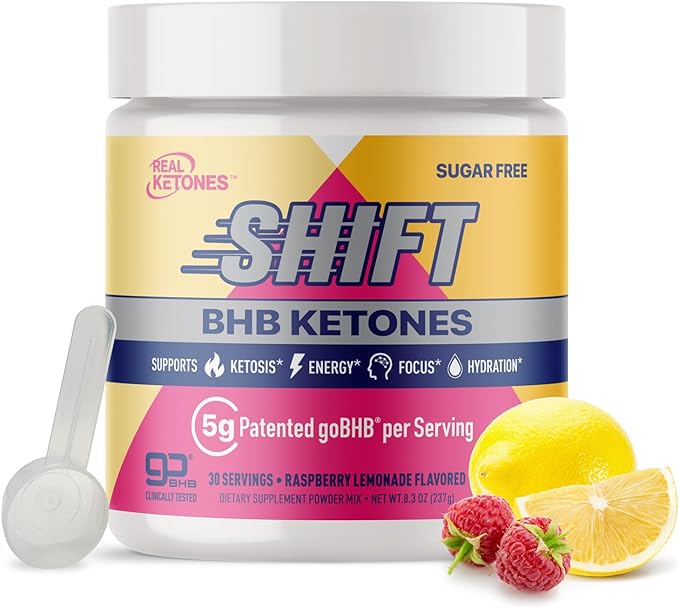 Real Ketones BHB Exogenous Ketones Energy Powder Sugar Free Electrolyte Powder with 4 Main Fasting Electrolytes & Hydrating Patented BHB Ketones for Energy & Focus (Raspberry Lemonade, 30 Servings)