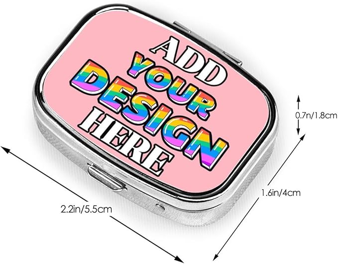 Custom Pill Organizer, Medicine Pill Box Case Container Travel Pill Holder Vitamin for Purse Med Wallet Portable Mini Pastillero Square, Light Pink, Customized Gifts