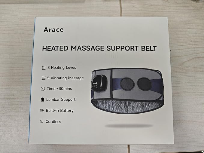 Cordless Heating Pad with Massager for Back Pain Relief, Gift for Women Men Mother Father, 47-60" Portable Lower Back Massager, Wearable Wireless Heating Pad for Cramps with 3 Heat&Timer, 5 Vibration