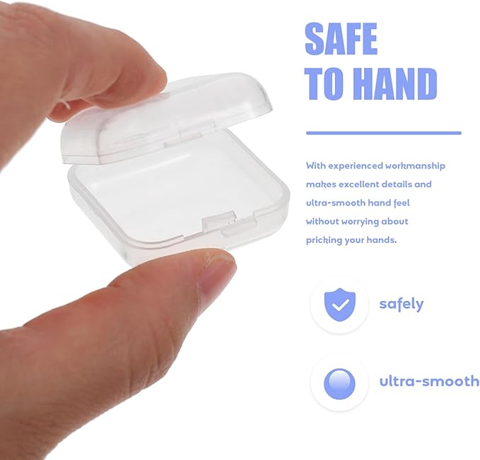 Hemoton 100pcs Clear Storage Boxes Empty Storage Holder Square Mini Clear Box Plastic Small Box Pill Case Medicine Contains for Jewelry Earplugs Bead Storage Organizer Clear