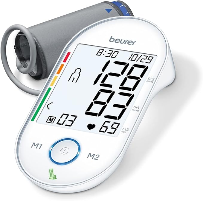 Beurer BM55 Blood Pressure Machine – XL Backlit Display, Arrhythmia Alarm, Portable Storage Kit, 2 Users, Automatic Blood Pressure Cuff, Resting Indicator – Blood Pressure Monitor Batteries Included
