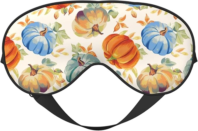 Watercolor Fall Pumpkin Sleep Mask Eye Mask with Adjustable Strap Eye Sleep Shade Cover Blocks Light for Women Men Airplane Travel Nap