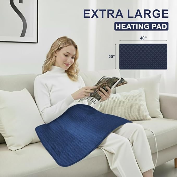 Heating Pads, Electric Heating Pad 40"x20" for Back Neck Shoulder Belly Heating Technology, Ultra-Soft Moist & Dry Therapy Heat Pad with 10 Temperature Settings 3 Timer, Automatic Switch-Off