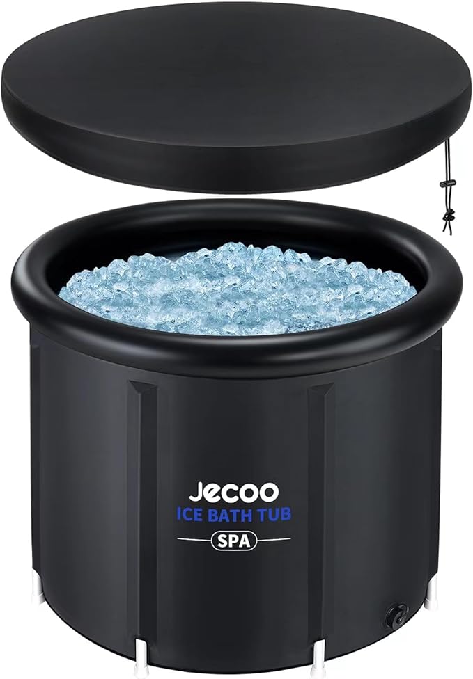 Jecoo Ice Bath Tub for Athletes, 116 Gal Heavy Duty Cold Plunge Tub Portable Cold Plunge for Adults Ice Baths Cold Water Therapy for Recovery at Home, Gyms, Indoor Outdoor…, Black