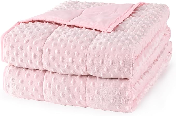 Mr. Sandman Weighted Blanket for Adults Queen, Minky Dots Heavy Blanket for Woman, Man Sleeping/Calm, Soft, Cozy and Cooling Weighted Throw Blankets, Machine Washable, 60 x 80in, 15 Pounds, Pink