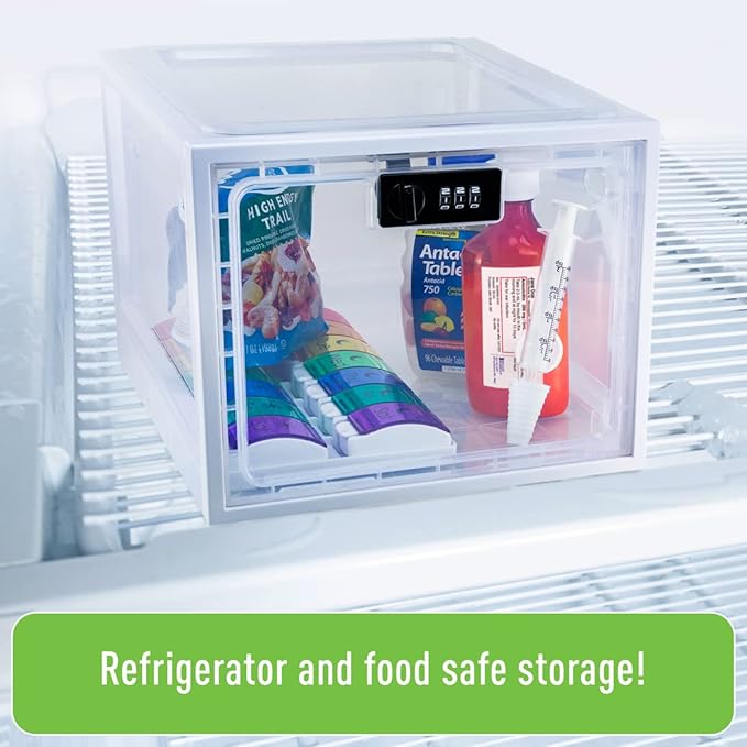 EZY DOSE Medication Lockbox, Secure Storage for Medication and Vitamins, Combination Lock, Large Capacity, Food Safe and BPA Free