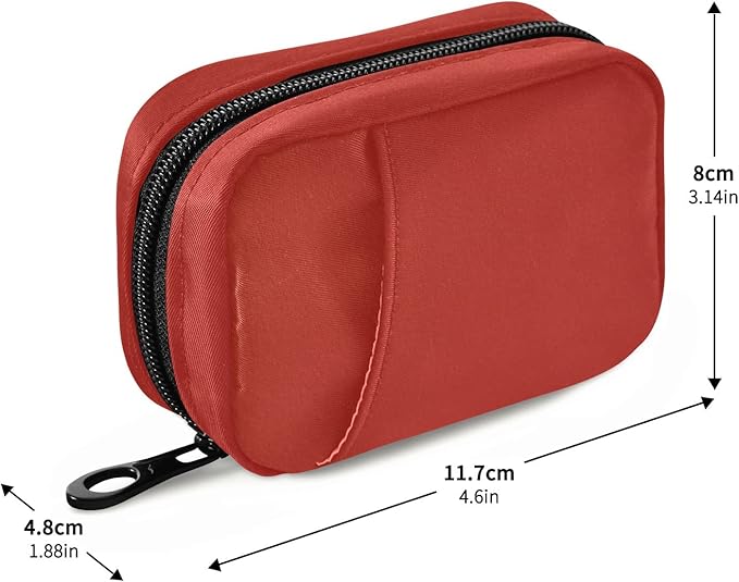Basic Red Pill Case, Portable Weekly Pill Box Bag Container 7 Days Pill Organizer Vitamin Supplement Holder with Zipper for Travel Family Business