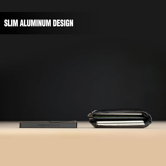 Faraday Wallet - RFID Blocking | Aluminum Credit Card Holder | Slim Minimalist Wallet | Locking Button Release | MagSafe Compatible | Money Clip
