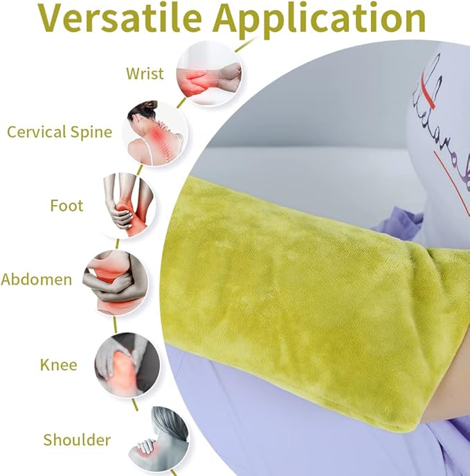 UNI-GO Silica Beads Microwave Heating Pad for Hot Compress and Cold Compress, No Smell, Reusable Microwavable Heating Pad for Back, Neck, Shoulder, Leg, Muscle Ache & Cramps. (Olive Green-6"x12")