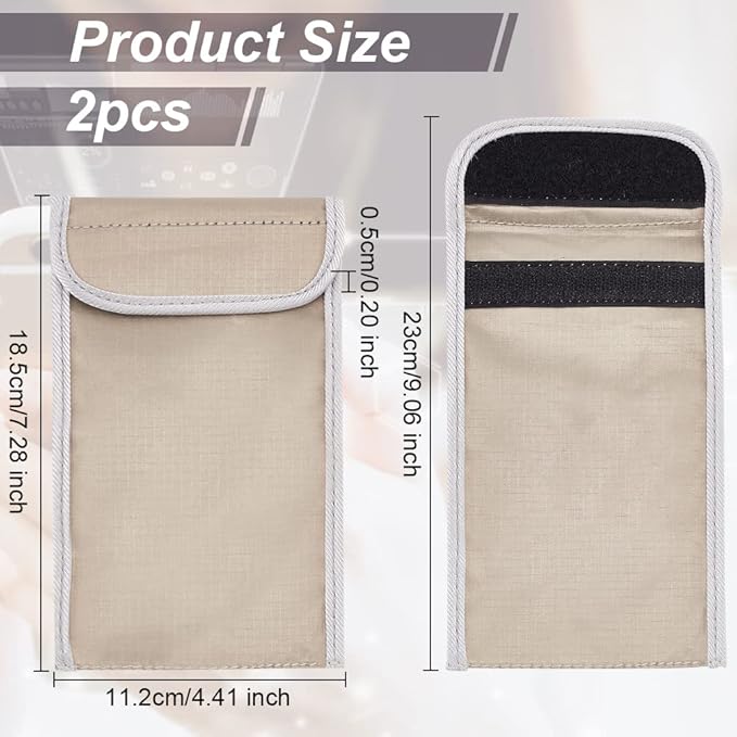 OLYCRAFT 2pcs Anti Radiation Cell Phone Sleeve Security Pouch Faraday Bag 5G GPS EMF RFID Signal Blocking Bag Shielding Pouch for Phone Electronic Devices Wallet Privacy Protection Silver 4.4x7.3 Inch