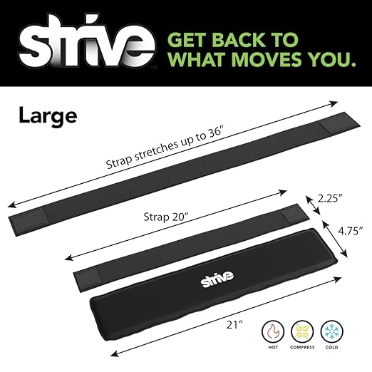 Strive Hot & Cold Therapy Compression Sleeve, Provides Soothing Relief and Support, Adjustable Compression for Comfortable Healing, Comfort Design for Injury and Muscle Recovery, Large, Black