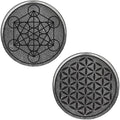 Shungite Cell Plate - Protection Shield - Metatron and Flower Life Symbol - Shungite Rocks Type II - Comes with Certificate