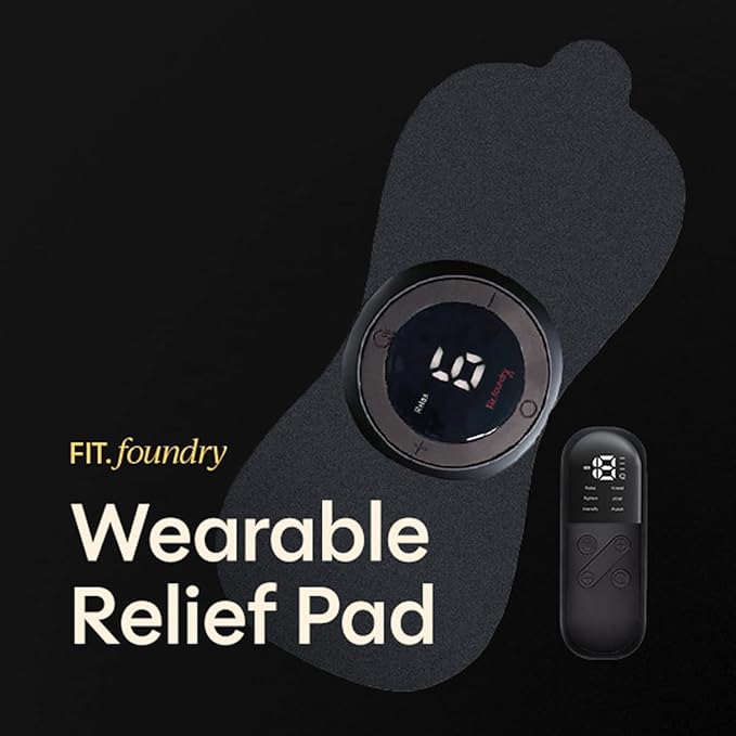 Wearable Relief Pad - Drug-Free Pain Relief with Heat & Vibration, 3 Heat Levels, 6 Massage Modes - Portable & Discreet for On-The-Go Use with Remote Control