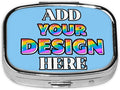 Custom Pill Box, Medicine Pill Organizer Case Container Travel Pill Holder Vitamin for Purse Med Wallet Portable Mini Pastillero Square, Light Sky Blue, Personalized Gifts