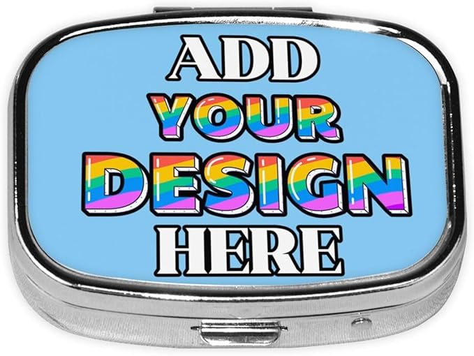 Custom Pill Box, Medicine Pill Organizer Case Container Travel Pill Holder Vitamin for Purse Med Wallet Portable Mini Pastillero Square, Light Sky Blue, Personalized Gifts