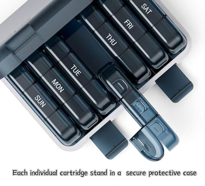 7 Day Weekly Pill Organizer - 3 Times a Day, Waterproof Travel Pill Box for Vitamins & Fish Oil