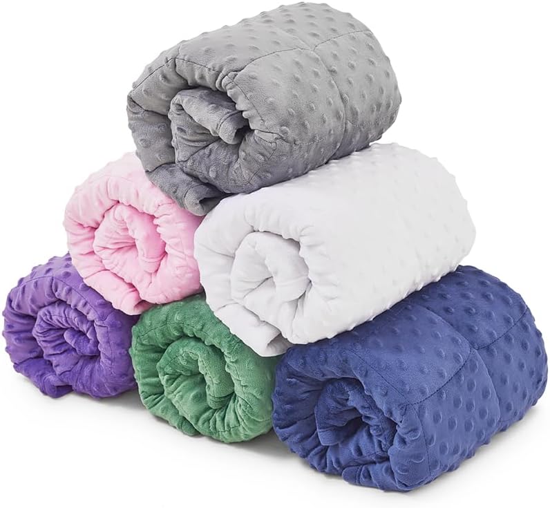 TONGDADA Weighted Lap Blanket 7lbs for Adult,Perfect for Relaxation, Lounging, Napping, Sleeping & Travel,Luxury Minky Weighted Body Blanket,Weighted Throw Blanket-Violet Minky Dot, 29" x 24"