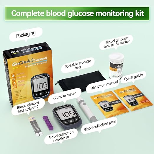 MicroTech Bluetooth Blood Sugar Testing Kit 10 Strips & Lancets, Free App, No Coding, 500 Storage