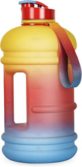 TOOFEEL 2.2 Litre / 74oz Athletic Water Bottle with Frosted Handle for Camping - Bike Bottle - Water Jugs For Drinking - Reusable Water Bottles - Oriental Red Colored Webbing Gradient Color Water Jug