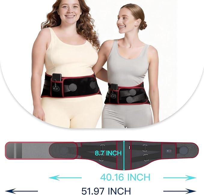 F&G Cordless Heating Massage Belt,Heating Pad for Back with 3 Heat 5 Vibration,10,000mAh Battery,Relieve Back Pain and Cramps,Portable Lower Back Massager,Gifts for Women Men Mom Dad