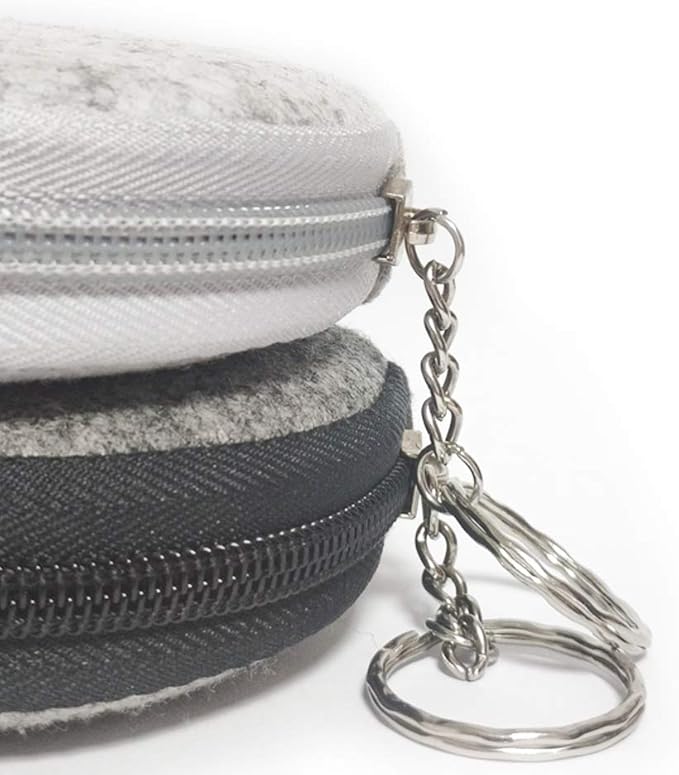 Pill Box Protective Bag Felt Coin Purse Zipper Round Pill Case Bag Men and Women (Light grey +Dark grey)