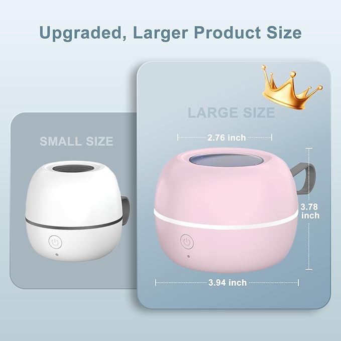 Upgraded Portable Pacifier Sanitizer, UV Light Sanitizer Box, 99.99% Cleaned in 3 Minutes, 90 Disinfection Cycles, USB Rechargeable, Baby Pacifier Sanitizer On the Go (Large Pink)