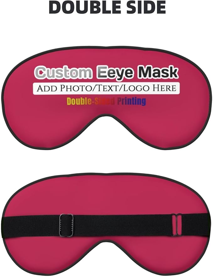 Personalized Eye Mask Add Picture Text Image Logo Custom Travel Sleeping Masks for Home Office Customized Sleep Mask for Men Women Blocks Light Adjustable Strap Fuchsia