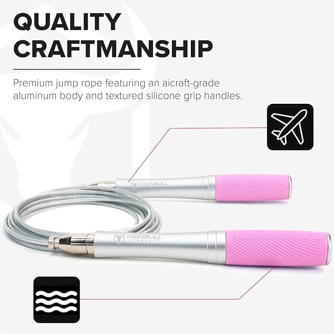 Jump Rope for Men & Women - Ultra-Fast, High Speed Jump Rope - Self-Locking Screw-Free Design with Aluminum Handles and Silicone Textured Grips - Precision Engineered for Maximum Performance - Skipping Rope for Workout Fitness, Cross Training & Home Ex...