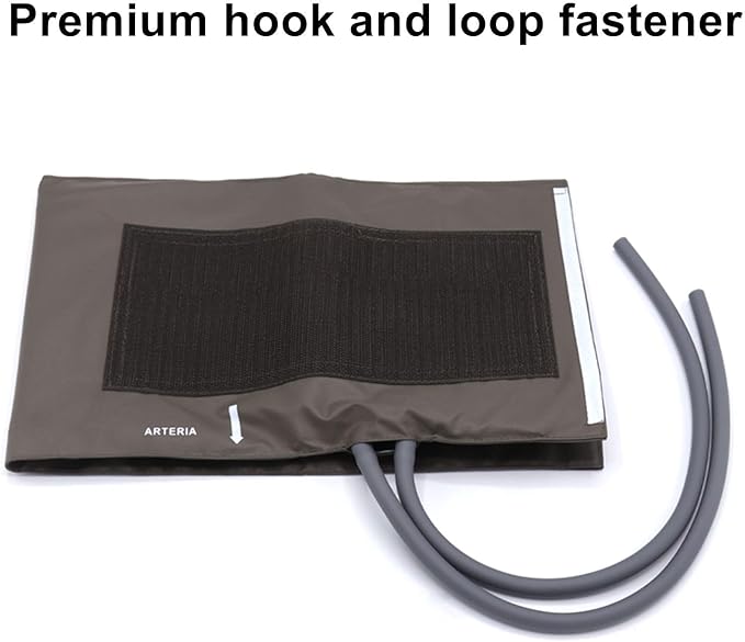 Blood Pressure Cuff with Dual Tubes for Large Adult 34-43 cm, Reusable PU Brown Replacement Blood Pressure Cuff, No BP Connector
