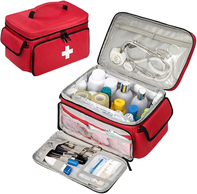 First Aid Bag Empty - Portable Medical Organizer Kit for Supplies, Travel, Home, Car & Outdoor Camping Hiking, School, Office Emergency Preparedness, Bag Organizing First Aid Supplies